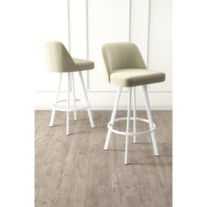 Set scaune de bar 6 piese, Charlotte, Atex, Metal, Crem/Alb imagine