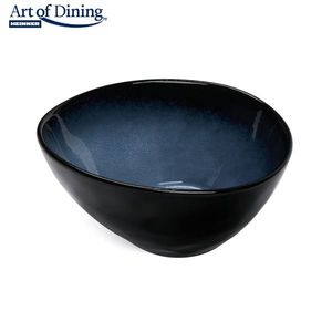 Set 4 boluri ovale Serenity, Heinner Ø16 cm, ceramica, albastru/negru imagine