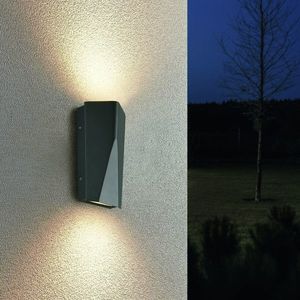 Aplica de perete pentru exterior Tay, TRIO, 10.6x6.2x20 cm, 4.5W, 2x SMD, aluminiu turnat, antracit imagine