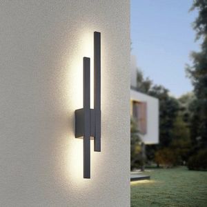 Aplica de perete pentru exterior Tawa, TRIO, 9.5x6.5x62 cm, 9W, 2x SMD, aluminiu, antracit imagine