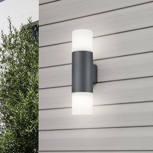 Aplica de perete pentru exterior Hoosic, TRIO, 8.5x11.8x33 cm, 28W, 2x E27, aluminiu/plastic, antracit imagine