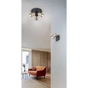 Plafoniera Gillan, TRIO, 30x16 cm, 10W, 3x GU10, metal, bronz imagine
