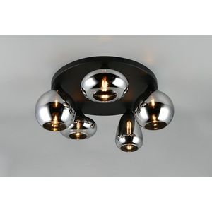 Plafoniera Lumina, TRIO, 50x24.5 cm, 10W, 5x E14, metal, negru mat/argintiu imagine