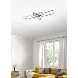 Plafoniera Salinas, TRIO, 100x40x11.5 cm, 34W, 1x SMD, metal, argintiu mat imagine