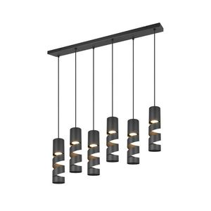 Lustra Stream, TRIO, 100x9x150 cm, 10W, 6x GU10, metal, negru mat imagine