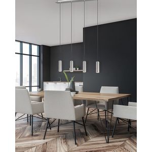 Lustra Marley, TRIO, 75x9x150 cm, 35W, 4x GU10, metal, argintiu mat/negru imagine