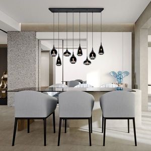 Lustra Lumina, TRIO, 115x20x150 cm, 40W, 8x E14, metal, negru mat/argintiu imagine