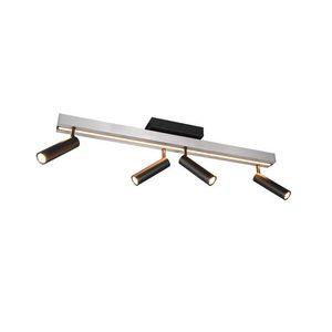 Plafoniera Zeno, TRIO, 133x8.5x15 cm, 5.5W, 12W, 4x SMD, 1x SMD, metal, argintiu lucios/negru imagine