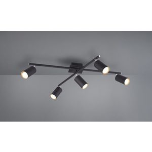 Plafoniera Marley, TRIO, 77.4x57.4x22.4 cm, 35W, 5x GU10, metal, negru mat imagine