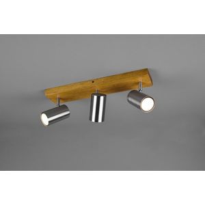 Plafoniera Marley, TRIO, 44x9x16 cm, 35W, 3x GU10, metal, argintiu mat/natur imagine