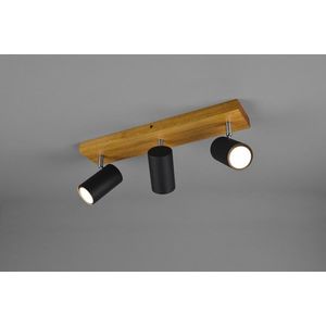 Plafoniera Marley, TRIO, 44x9x16 cm, 35W, 3x GU10, metal, negru mat/natur imagine