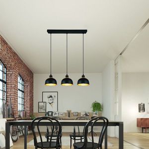 Lustra Punch, RL, 74x18x150 cm, 40W, 3x E27, metal, negru mat imagine