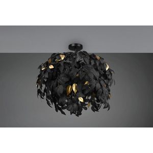 Plafoniera Leavy, RL, 70x73 cm, 28W, 3x E14, metal, negru mat/auriu imagine