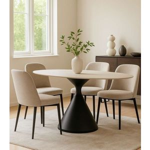 Masa dining Space, Mauro Ferretti, 180x90x73 cm, MDF/fier, crem/negru imagine