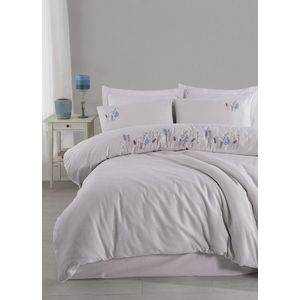 Lenjerie de pat dubla, Nilda - Light Grey, Şaheser, Bumbac imagine