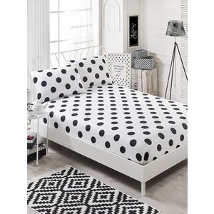 Set de pat dublu (cearceaf cu elastic si perne) 3 piese, Point, Eponj Home, 65% bumbac/35% poliester imagine