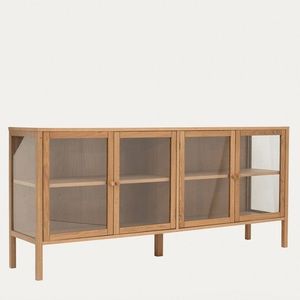 Comoda Magia, Homla, 180x40x80 cm, lemn/MDF/sticla temperata, natur imagine