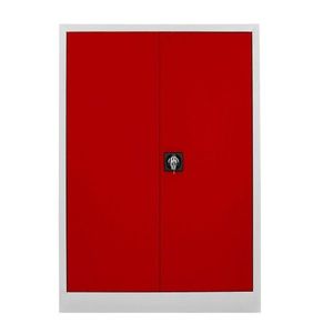 Dulap de depozitare cu incuietoare, Shelvoria, Js1002Kı, 92x130x40 cm, Otel, Gri/Roșu imagine