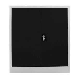 Dulap de depozitare cu incuietoare, Shelvoria, Js1003Sı, 92x100x40 cm, Otel, Gri/Negru imagine