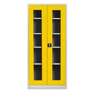 Dulap de depozitare cu incuietoare, Shelvoria, Js1005Sa, 92x198x40 cm, Otel, Gri / Galben imagine