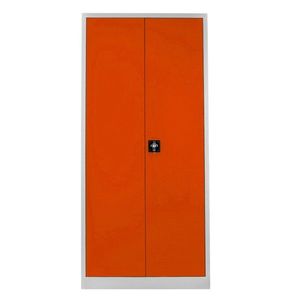 Dulap de depozitare cu incuietoare, Shelvoria, Js1008Tu, 92x198x40 cm, Otel, Gri / Portocaliu imagine