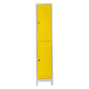 Dulap de depozitare cu incuietoare, Shelvoria, Js1010Sa, 41x200x40 cm, Otel, Gri / Galben imagine