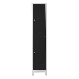 Dulap de depozitare cu incuietoare, Shelvoria, Js1010Sı, 41x200x40 cm, Otel, Gri/Negru imagine