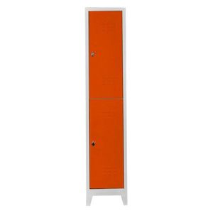 Dulap de depozitare cu incuietoare, Shelvoria, Js1010Tu, 41x200x40 cm, Otel, Gri / Portocaliu imagine