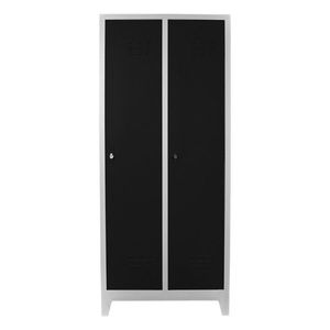 Dulap de depozitare cu incuietoare, Shelvoria, Js1011Sı, 79x185x40 cm, Otel, Gri/Negru imagine