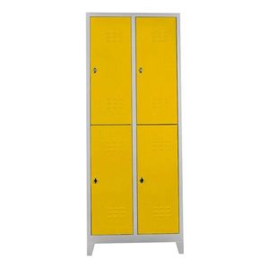 Dulap de depozitare cu incuietoare, Shelvoria, Js1013Sa, 79x200x40 cm, Otel, Gri / Galben imagine