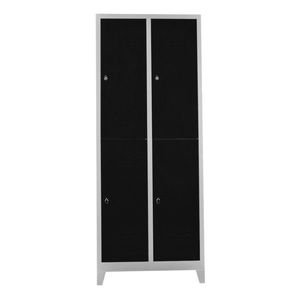 Dulap de depozitare cu incuietoare, Shelvoria, Js1013Sı, 79x200x40 cm, Otel, Gri/Negru imagine