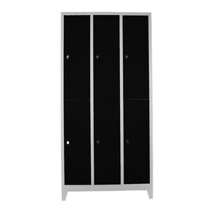 Dulap de depozitare cu incuietoare, Shelvoria, Js1014Sı, 117x200x40 cm, Otel, Gri/Negru imagine