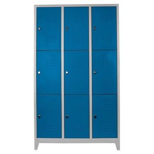 Dulap de depozitare cu incuietoare, Shelvoria, Js1015Ma, 117x200x40 cm, Otel, Gri/Albastru imagine