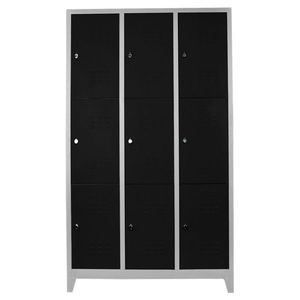 Dulap de depozitare cu incuietoare, Shelvoria, Js1015Sı, 117x200x40 cm, Otel, Gri/Negru imagine