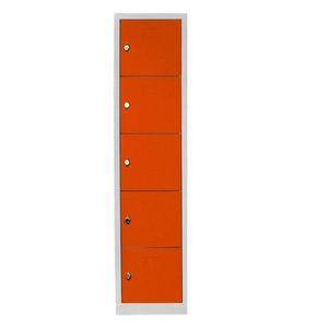 Dulap de depozitare cu incuietoare, Shelvoria, Js1016Tu, 41x170x40 cm, Otel, Gri / Portocaliu imagine