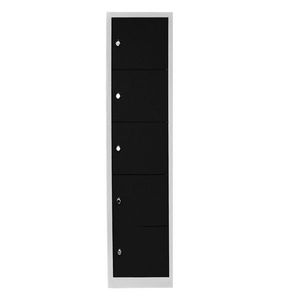 Dulap de depozitare cu incuietoare, Shelvoria, Js1016Sı, 41x170x40 cm, Otel, Gri/Negru imagine