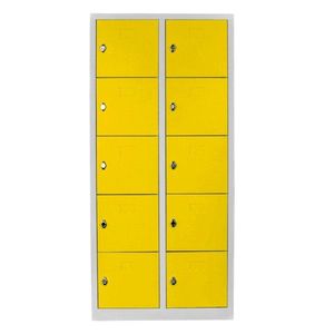 Dulap de depozitare cu incuietoare, Shelvoria, Js1017Sa, 79x170x40 cm, Otel, Gri / Galben imagine