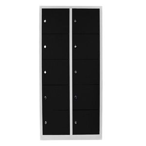 Dulap de depozitare cu incuietoare, Shelvoria, Js1017Sı, 79x170x40 cm, Otel, Gri/Negru imagine