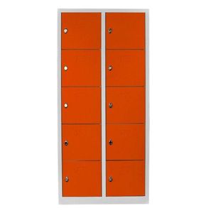 Dulap de depozitare cu incuietoare, Shelvoria, Js1017Tu, 79x170x40 cm, Otel, Gri / Portocaliu imagine