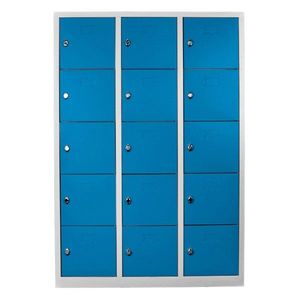 Dulap de depozitare cu incuietoare, Shelvoria, Js1018Ma, 117x170x40 cm, Otel, Gri/Albastru imagine