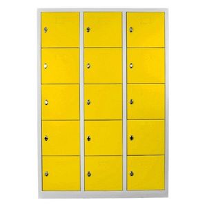 Dulap de depozitare cu incuietoare, Shelvoria, Js1018Sa, 117x170x40 cm, Otel, Gri / Galben imagine