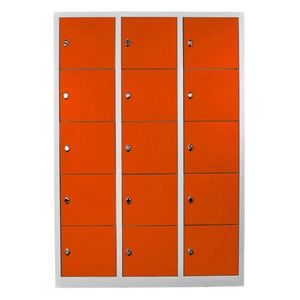 Dulap de depozitare cu incuietoare, Shelvoria, Js1018Tu, 117x170x40 cm, Otel, Gri / Portocaliu imagine