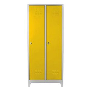 Dulap de depozitare cu incuietoare, Shelvoria, Js1028Sa, 67x185x37 cm, Otel, Gri / Galben imagine