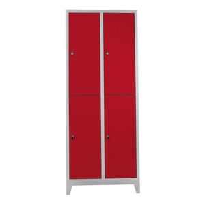 Dulap de depozitare cu incuietoare, Shelvoria, Js1026Kı, 67x200x37 cm, Otel, Gri/Roșu imagine