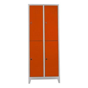 Dulap de depozitare cu incuietoare, Shelvoria, Js1026Tu, 67x200x37 cm, Otel, Gri / Portocaliu imagine