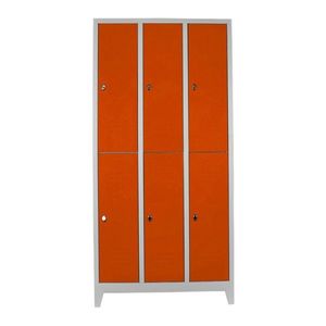 Dulap de depozitare cu incuietoare, Shelvoria, Js1025Tu, 97x200x37 cm, Otel, Gri / Portocaliu imagine