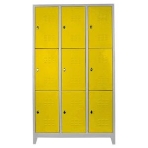 Dulap de depozitare cu incuietoare, Shelvoria, Js1024Sa, 97x200x37 cm, Otel, Gri / Galben imagine