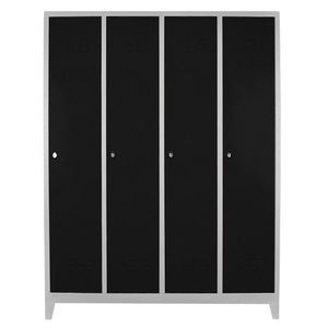 Dulap de depozitare cu incuietoare, Shelvoria, Js1029Sı, 128x185x37 cm, Otel, Gri/Negru imagine