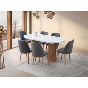 Masa extensibila, Nmobb, Gusto, 180x77x90 cm, PAL, Alb imagine