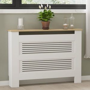 Dulap radiator, Puqa Design, Termora, 112x82x30 cm, PAL, Stejar Safir / Alb imagine